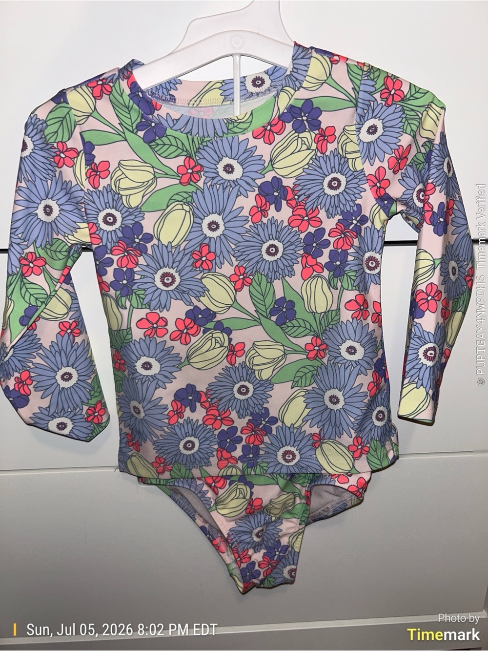 GAP Kids 2T Floral Long-Sleeve Rashguard - Blue, Pink & Green